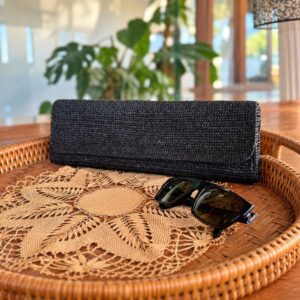 Onyx Raffia Clutch